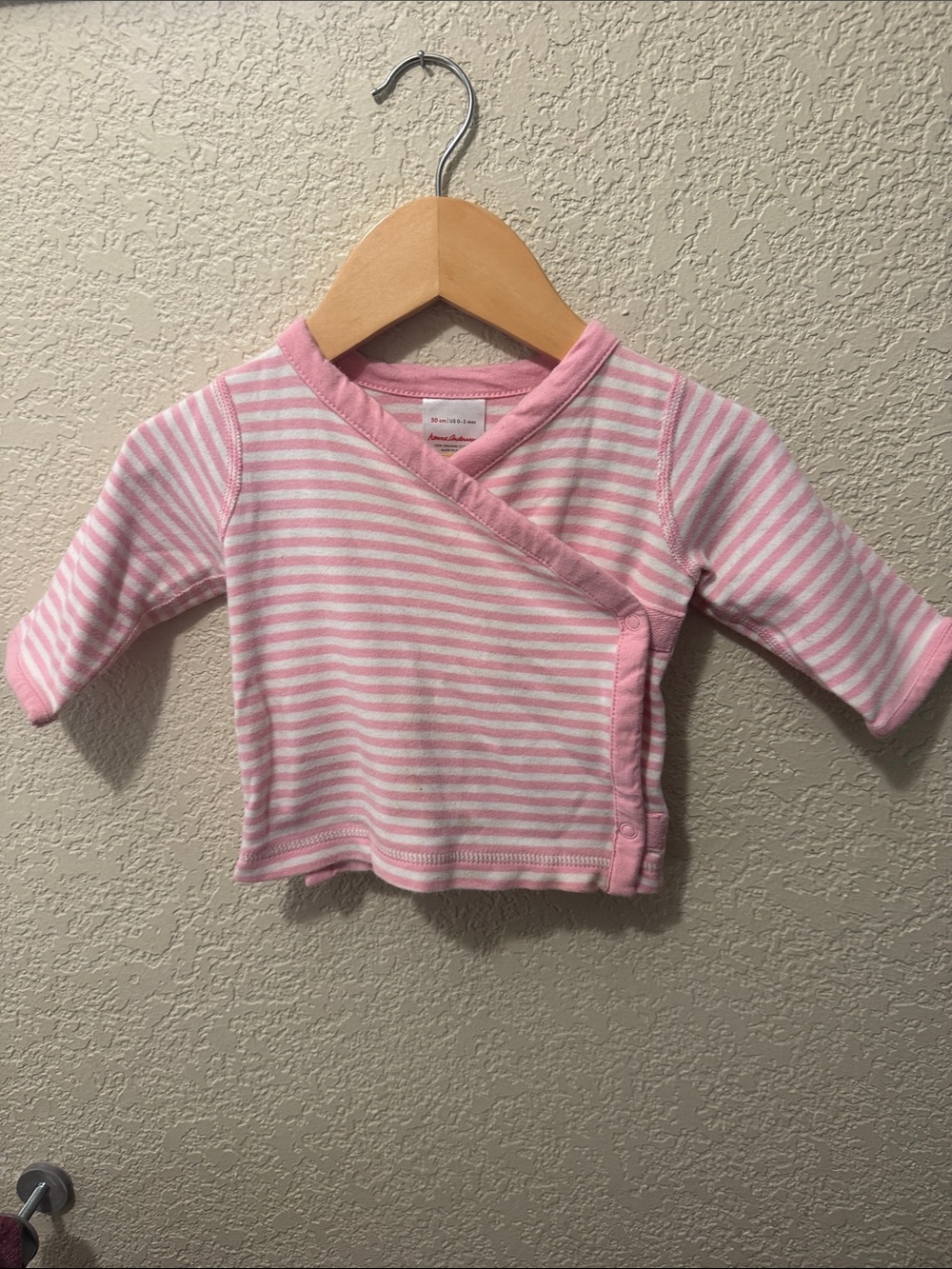 Hanna Andersson Pink & White Striped Wrap-Style Long Sleeve Tee